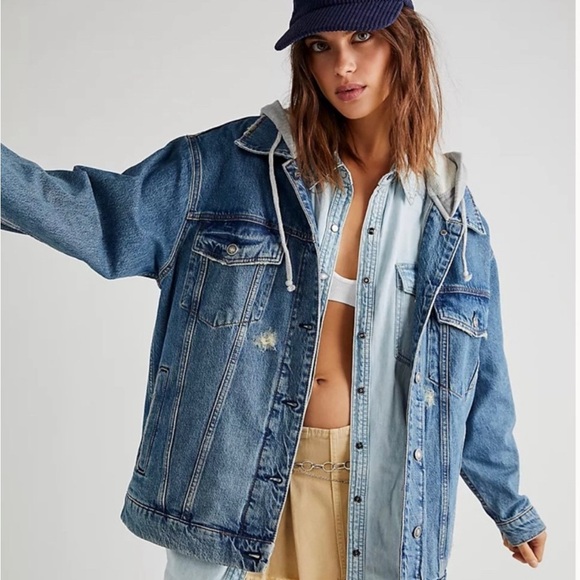 Free People Flawless Hooded Denim Jacket XS - Picture 4 of 6